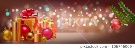 Gift boxes, candles and balls 106746069