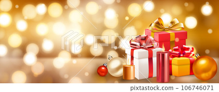 Gift boxes, candles and balls 106746071