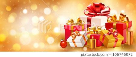 Gift boxes, candles and balls 106746072