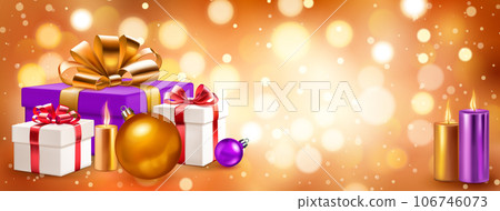 Gift boxes, candles and balls 106746073