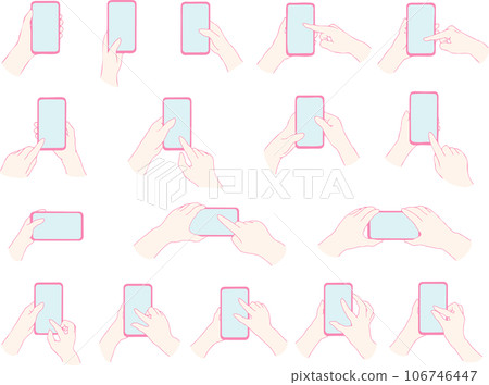 手動操作智能手機、手動橫屏觀看視頻、手動滾動（粉色） 106746447