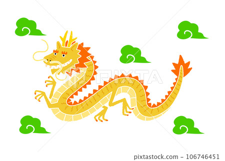 金色的巨龍在天空中飛翔 金色的巨龍在天空中飛翔 106746451