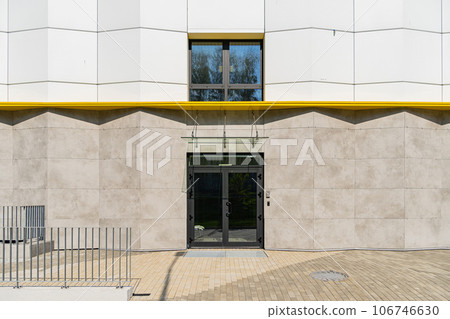 Facade of a modern residential building, building texture 106746630