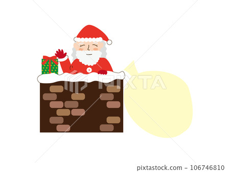 Santa Claus entering through the chimney with gifts 106746810