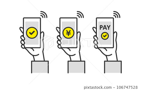 Smartphone payment cashless payment completed illustration set 106747528