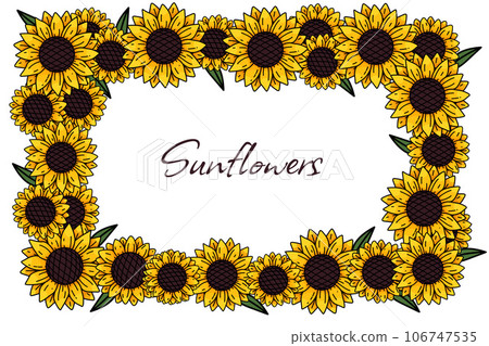 Sunflower frame. Sunflower vector background for image and text. Collection decorative floral design elements. Vector illustration EPS10 106747535