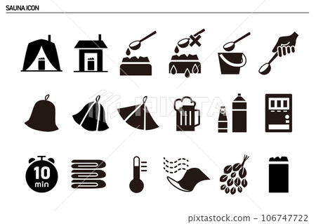 Set of sauna icons_monochrome 106747722