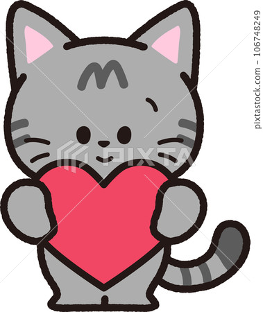 mackerel tabby cat with a big heart 106748249