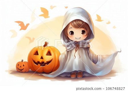 萬聖節插畫（幽靈虛擬小孩） 106748827