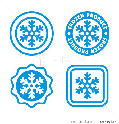 Frozen Product Label Set. Snowflake Icon on White Background. Vector Frozen Product Label Set. Snowflake Icon on White Background. Vector 106749182
