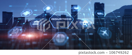 Insurance, health family car money travel Insurtech concept on modern city background Insurance, health family car money travel Insurtech concept on modern city background 106749262
