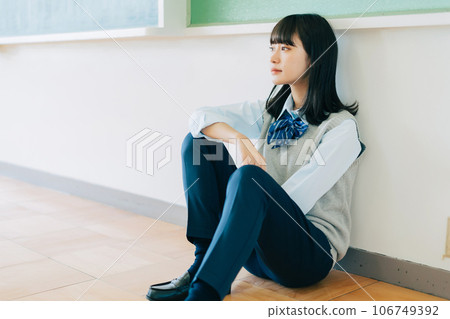 High school girl in pants style 106749392