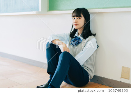 High school girl in pants style 106749393