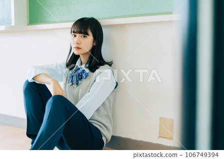 High school girl in pants style 106749394