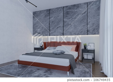 Modern Luxury Bedroom with apricot Color. Illustration Render Modern Luxury Bedroom with apricot Color. Illustration Render 106749435
