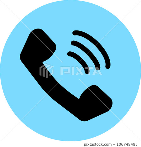 Simple blue and black illustration of a telephone receiver Simple blue and black illustration of a telephone receiver 106749483