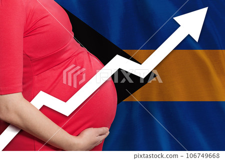 Pregnant lady on flag of Bahamas background. Birth rate up Pregnant lady on flag of Bahamas background. Birth rate up 106749668