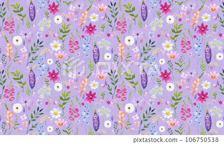 Floral seamless pattern with small meadow flowers. watercolor Floral seamless pattern with small meadow flowers. watercolor 106750538