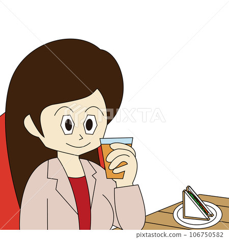 在咖啡店喝果汁的女人 106750582