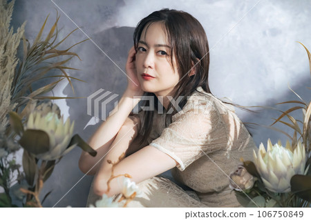 Portrait of a middle-aged woman, beauty, skin care, cosmetics Portrait of a middle-aged woman, beauty, skin care, cosmetics 106750849