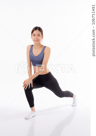 Portrait beautiful young asian woman stretching leg for exercise yoga and relax isolated. 106751491