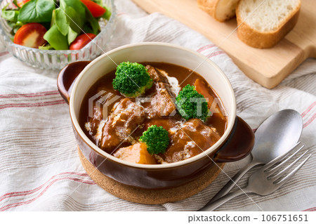 slow-cooked beef stew slow-cooked beef stew 106751651