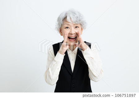 Senior woman yelling 106751897