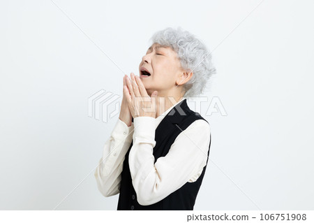 Senior woman about to sneeze 106751908