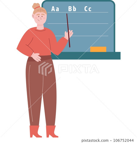 Language lesson icon teacher at blackboard vector 106752044