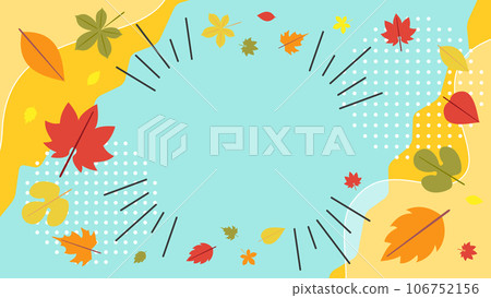 秋季新生活，秋季銷售矢量背景插畫素材秋葉藍天 106752156