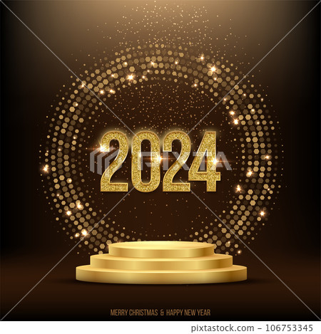 2024 Gold Numbers In Shiny Circle On Golden Stock Illustration   106753345 