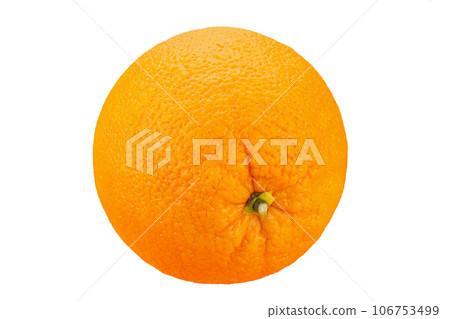 Ripe whole  orange fruit isolated on white background. File contains clipping path. 106753499