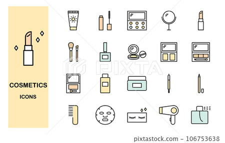 Makeup related colorful line icon set 106753638