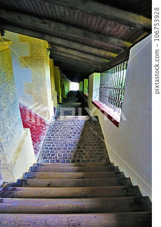Covered stairs (down) in Trenčín, Slovakia 106753928