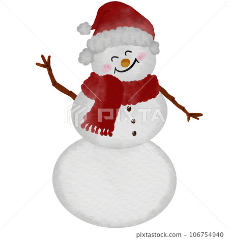 Cute snowman with a red hat and scarf  106754940