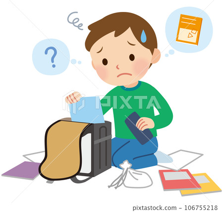 孩子在書包裡搜尋，發育障礙 106755218