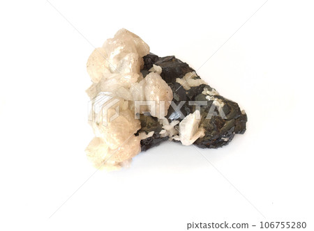 Calcite mineral on white background. Found in Russia. 106755280