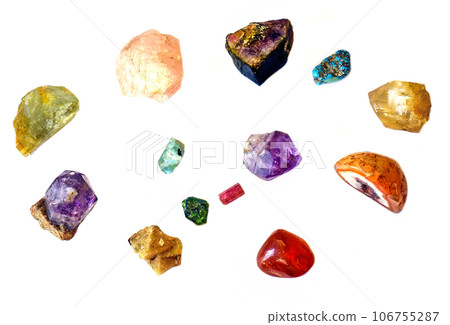 Collection of different colorful minerals found in Russia. 106755287