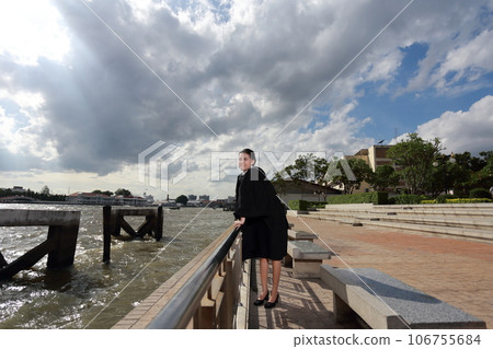 College graduate see river and sky cloudy at university Bangkok Thailand College graduate see river and sky cloudy at university Bangkok Thailand 106755684