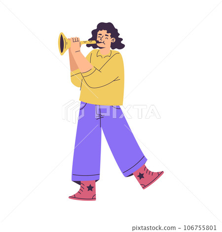 Little Girl in Rock Band Playing Clarinet Musical Instrument Vector Illustration Little Girl in Rock Band Playing Clarinet Musical Instrument Vector Illustration 106755801