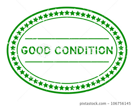 Grunge green good condition word oval rubber seal stamp on white background 106756145
