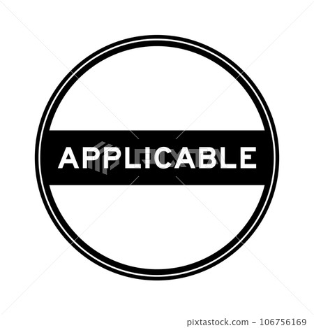 Black color round seal sticker in word applicable on white background 106756169