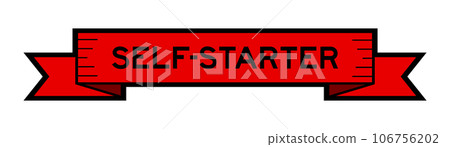 Ribbon label banner with word self starter in red color on white background Ribbon label banner with word self starter in red color on white background 106756202
