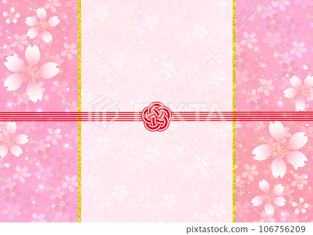 Background of cherry blossoms and mizuhiki plum knot 106756209