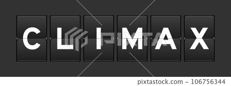 Black color analog flip board with word climax on gray background Black color analog flip board with word climax on gray background 106756344