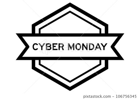 Vintage black color hexagon label banner with word cyber monday on white background Vintage black color hexagon label banner with word cyber monday on white background 106756345