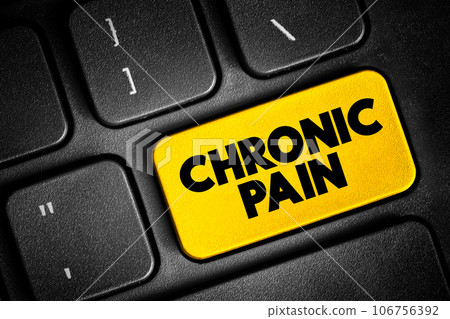 Chronic pain - classified as pain that lasts longer than three to six months, button on keyboard, medical concept background 106756392