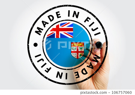 Made in Fiji text emblem stamp, concept background 106757060