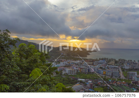 The Landscape twilight city view with sunset in Phuket, Thailand. 106757076