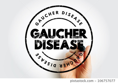 Gaucher Disease - rare genetic disorder passed down from parents to children, text concept stamp 106757077
